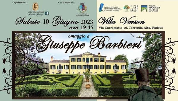  Omaggio letterario e musicale a Giuseppe Barbieri. Serata di beneficenza  a Villa Barbieri Verson