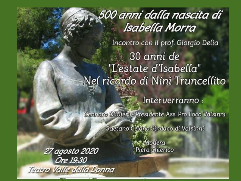 Parco: 500 anni dalla nascita di Isabella Morra nel ricordo di Ninì Truncellito