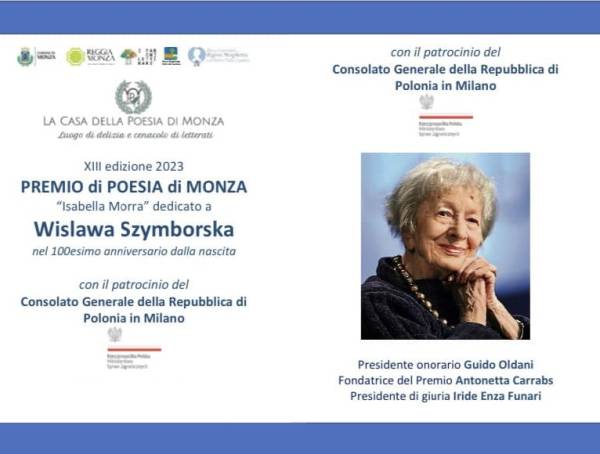 Premio Isabella Morra. XIII ed. a Monza.  Termine ultimo di consegna il 13 agosto 2023. 