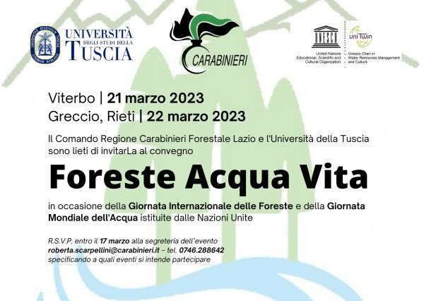Foreste Acqua Vita. Comando Carabinieri Forestale Lazio