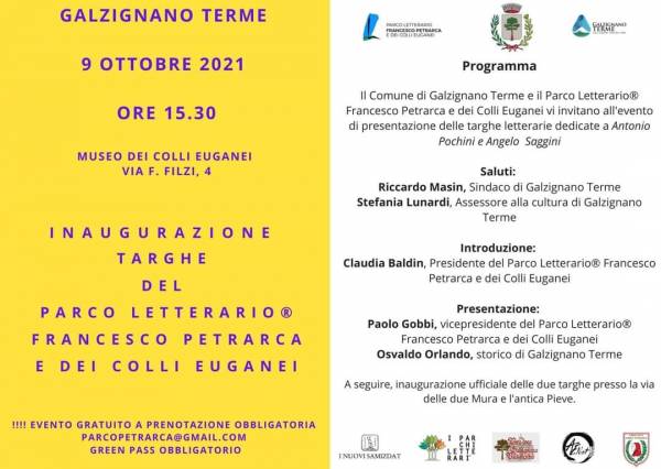Foto Le nuove targhe letterarie a Galzignano Terme nel Parco Letterario Francesco Petrarca 1